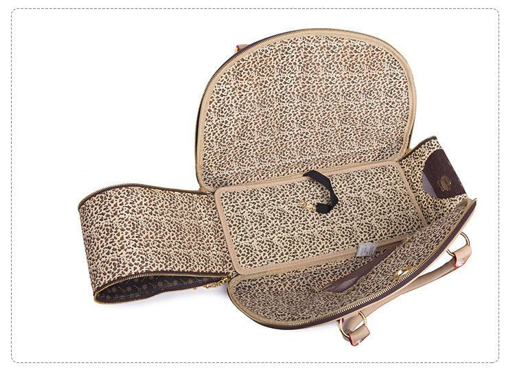 Luxury Pet Travel Bag – Stylish PU Leather Carrier for Small Dogs & Cats