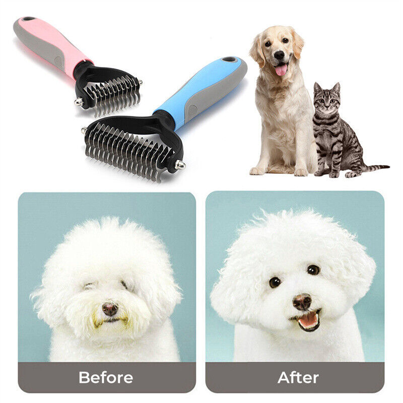 2-in-1 Grooming Brush for Dogs & Cats – Deshedding & Dematting Comb with Dual-Sided Teeth