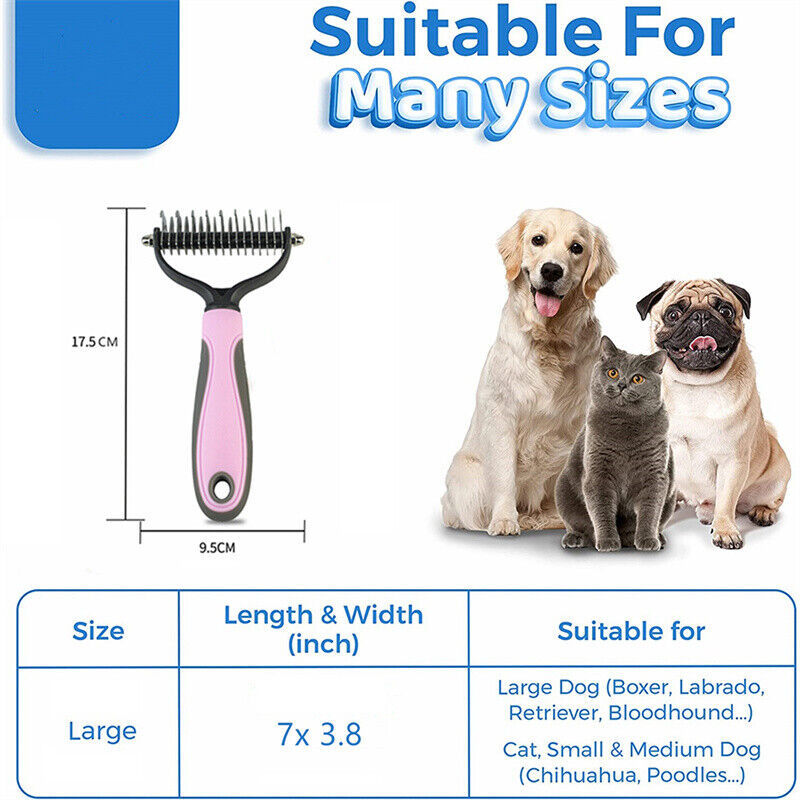 2-in-1 Grooming Brush for Dogs & Cats – Deshedding & Dematting Comb with Dual-Sided Teeth