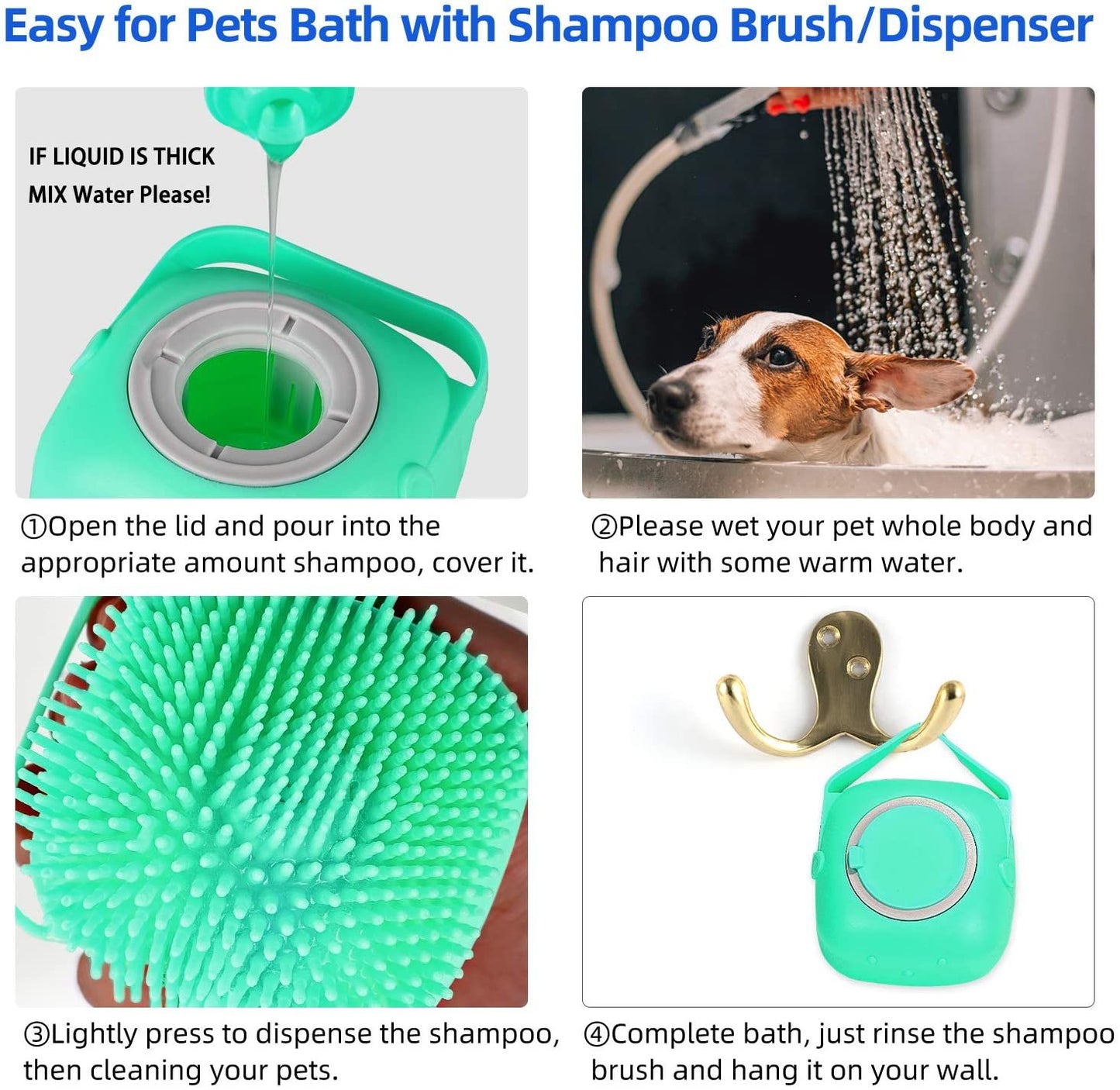 2-in-1 Silicone Scrubber with Soap Dispenser – Bath & Grooming Brush for Pets