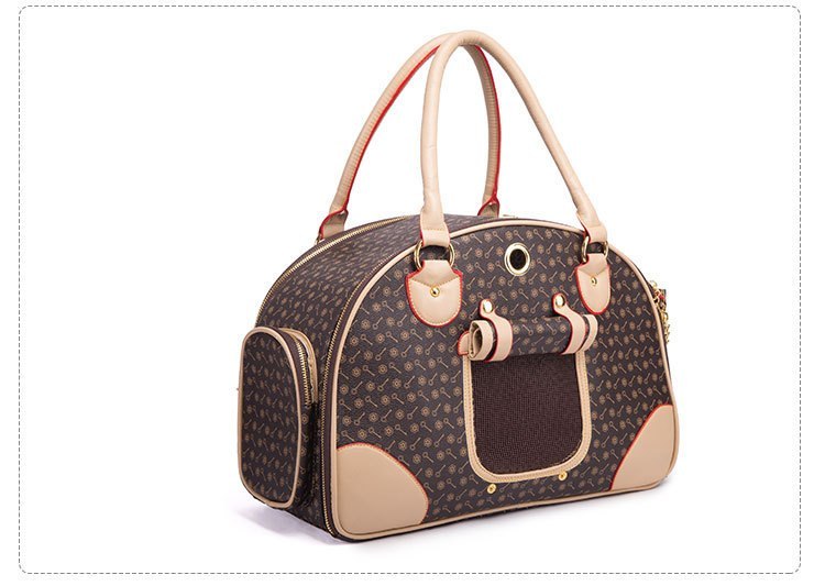 Luxury Pet Travel Bag – Stylish PU Leather Carrier for Small Dogs & Cats