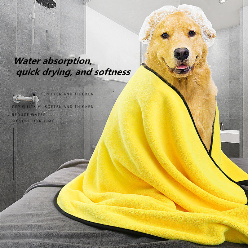 Super Absorbent Pet Bath Towel – Quick Dry Microfiber for Dogs & Cats (Yellow)