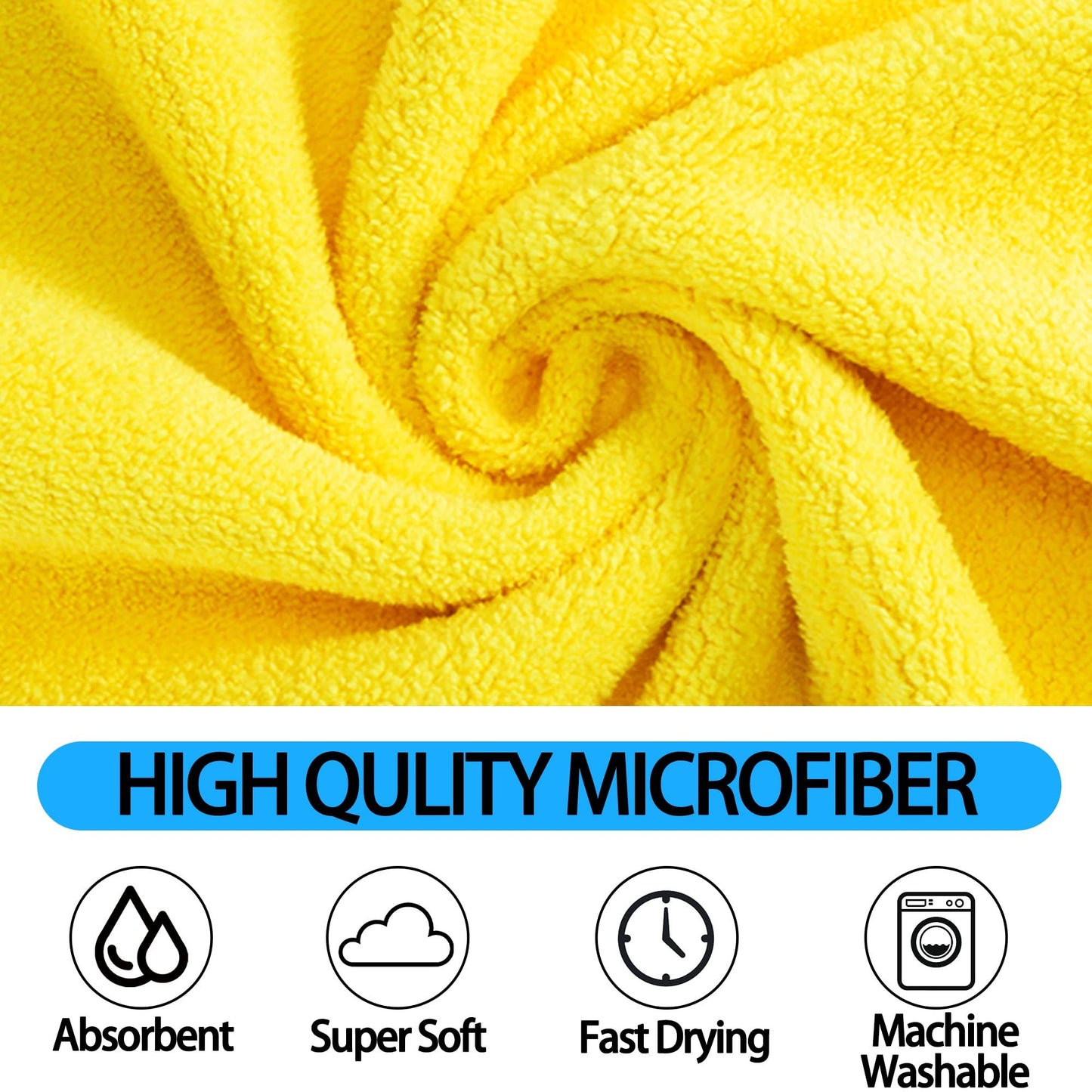 Super Absorbent Pet Bath Towel – Quick Dry Microfiber for Dogs & Cats (Yellow)