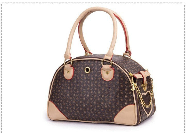 Luxury Pet Travel Bag – Stylish PU Leather Carrier for Small Dogs & Cats