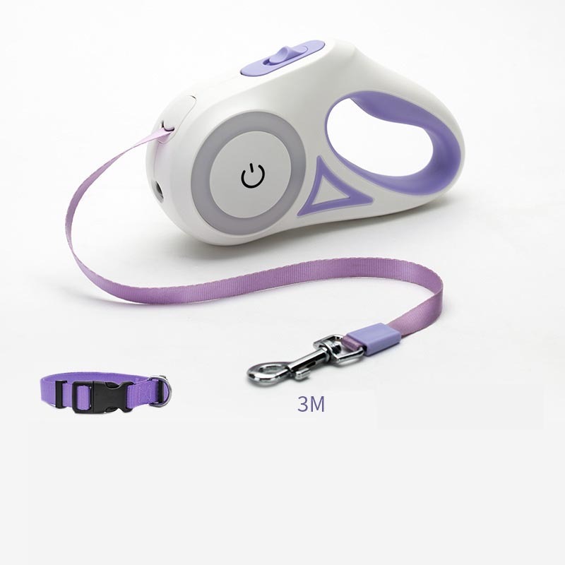 Retractable Dog Leash with LED Spotlight – Automatic Lock & Safe Night Walks
