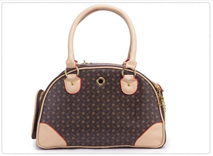 Luxury Pet Travel Bag – Stylish PU Leather Carrier for Small Dogs & Cats