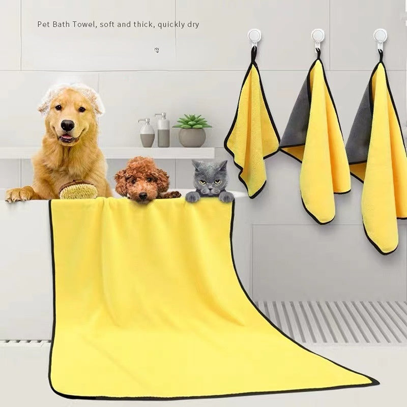 Super Absorbent Pet Bath Towel – Quick Dry Microfiber for Dogs & Cats (Yellow)