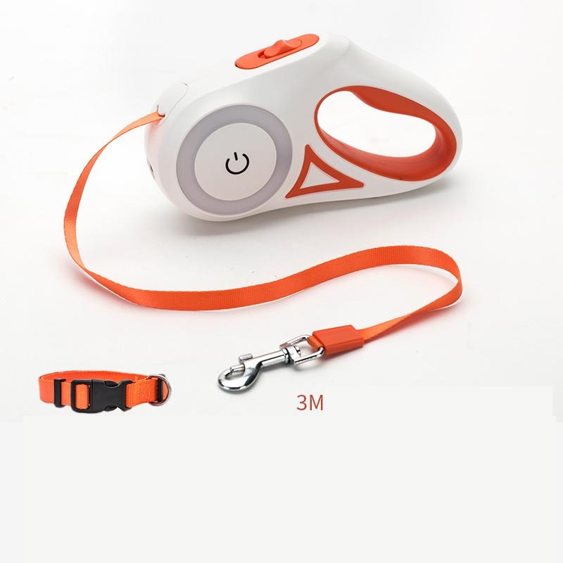 Retractable Dog Leash with LED Spotlight – Automatic Lock & Safe Night Walks