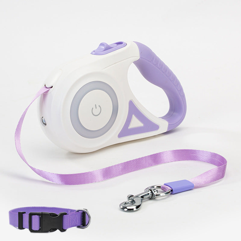 Retractable Dog Leash with LED Spotlight – Automatic Lock & Safe Night Walks