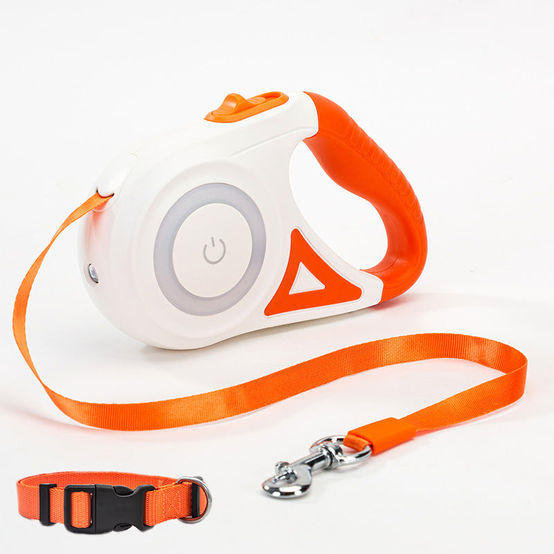 Retractable Dog Leash with LED Spotlight – Automatic Lock & Safe Night Walks