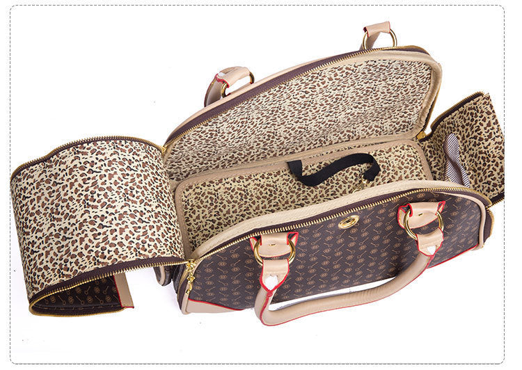 Luxury Pet Travel Bag – Stylish PU Leather Carrier for Small Dogs & Cats
