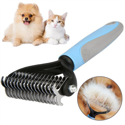 2-in-1 Grooming Brush for Dogs & Cats – Deshedding & Dematting Comb with Dual-Sided Teeth
