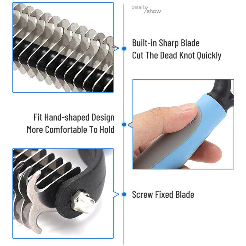 2-in-1 Grooming Brush for Dogs & Cats – Deshedding & Dematting Comb with Dual-Sided Teeth