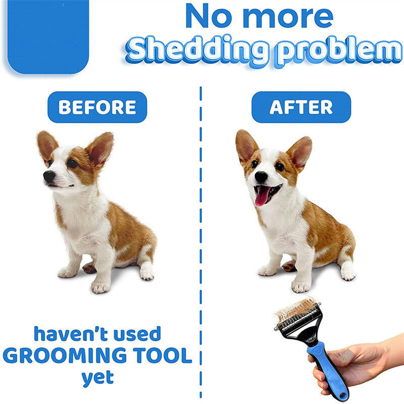 2-in-1 Grooming Brush for Dogs & Cats – Deshedding & Dematting Comb with Dual-Sided Teeth