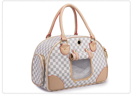 Luxury Pet Travel Bag – Stylish PU Leather Carrier for Small Dogs & Cats