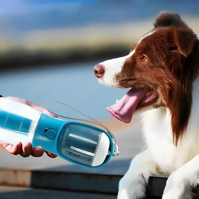 3-in-1 Portable Dog Water Bottle with Food Container & Waste Bag Dispenser – Travel Pet Water Cup