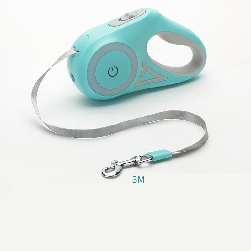 Retractable Dog Leash with LED Spotlight – Automatic Lock & Safe Night Walks