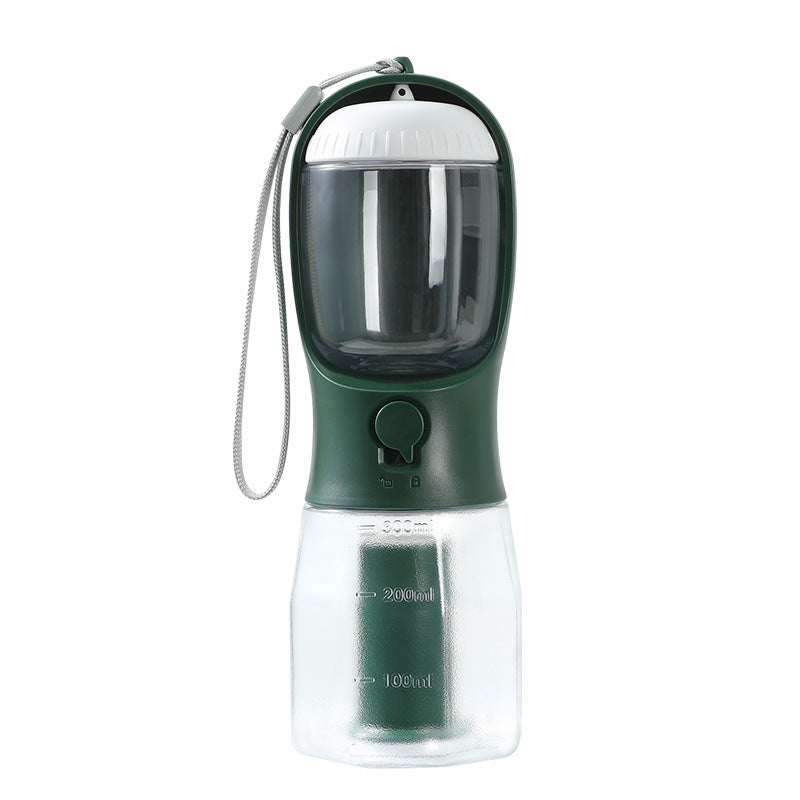 3-in-1 Portable Dog Water Bottle with Food Container & Waste Bag Dispenser – Travel Pet Water Cup