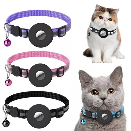Reflective Pet Collar with Airtag Holder – Adjustable & Waterproof Safety Collar for Cats & Dogs